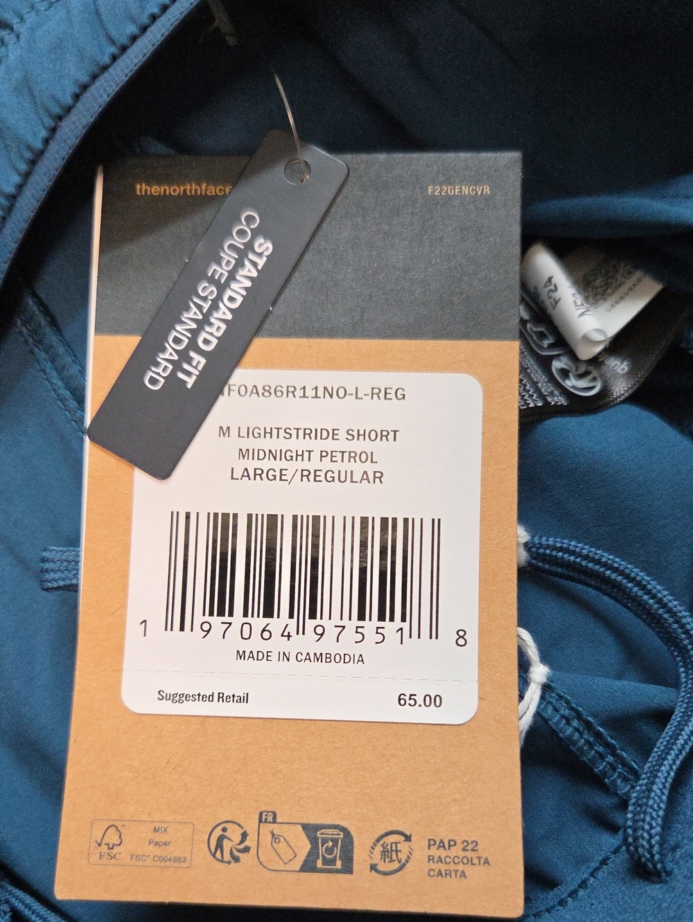 NWT The North Face Durable Water Repellent Men’s Blue Active Shorts Sz L - Picture 8 of 11